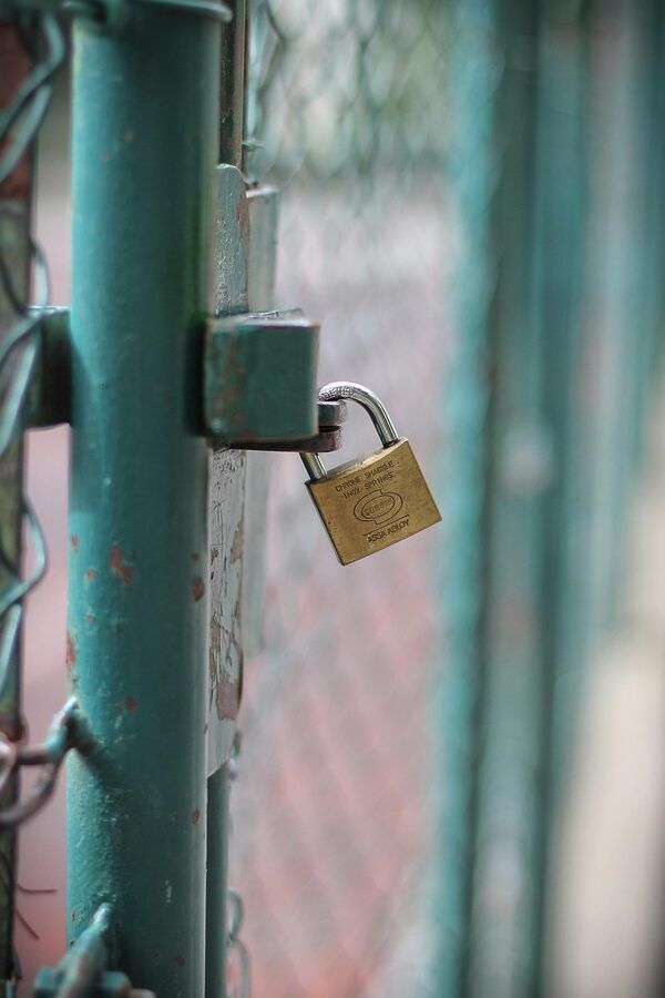 padlock, castle, close, u-lock, shut off, locked, completed, fence, grid